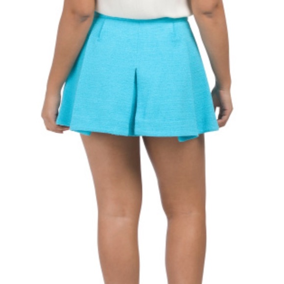 ZARA Tweed Pleated Mini Skirt Sky Blue New - Picture 8 of 12